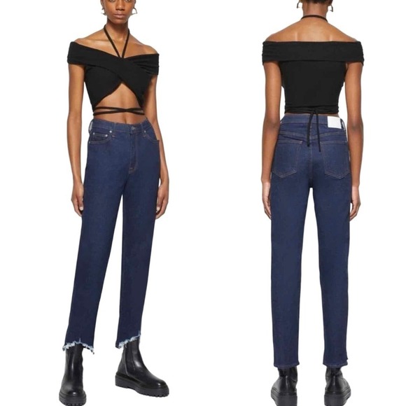 Jonathan Simkhai Standard River High Rise Straight Jean Rin Rinse Size 25 - Picture 6 of 11